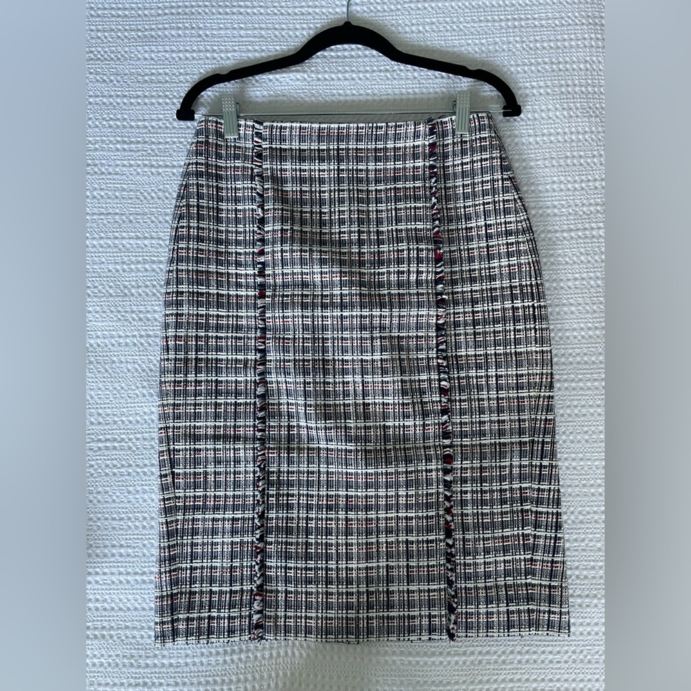 J. Crew Lightweight Tweed Pencil Skirt in Red, Blue, and White